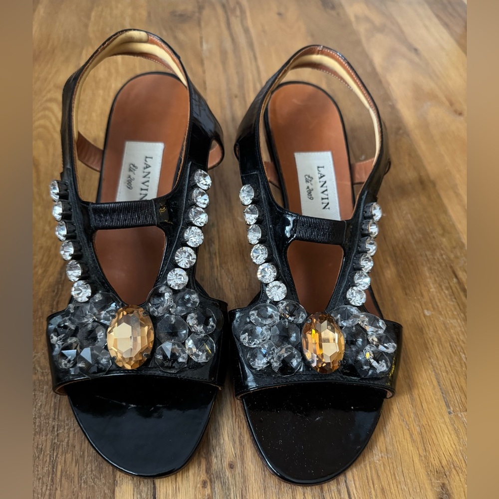 Lanvin gem cut kitten heel sandal